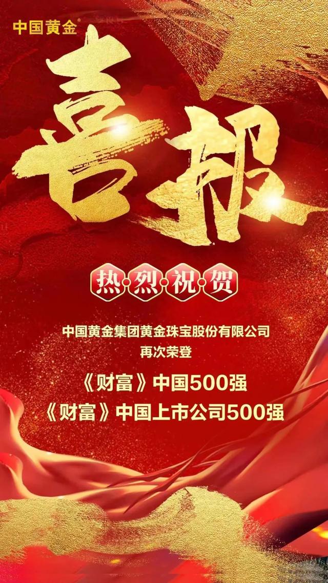 中国黄金蝉联 《财富》中国上市公司500强 和《财富》中国500强